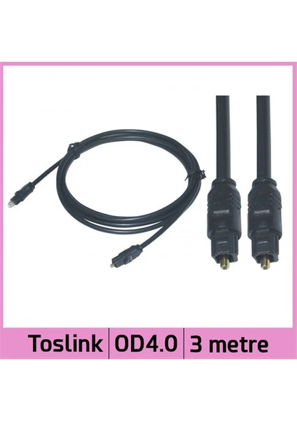 Ti-Mesh Digital Fiber Optical Od4.0 Toslink Ses Kablosu - Siyah - 3M