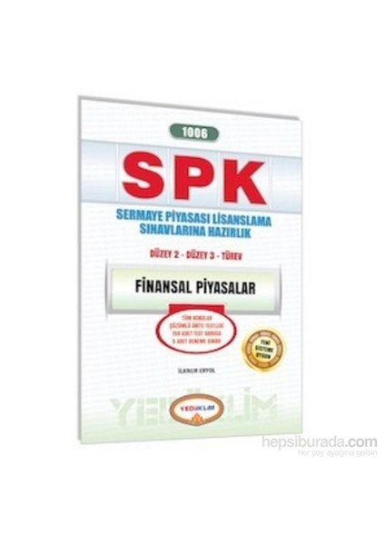 Yediiklim Yayınları SPK 1006 Finansal Piyasalar