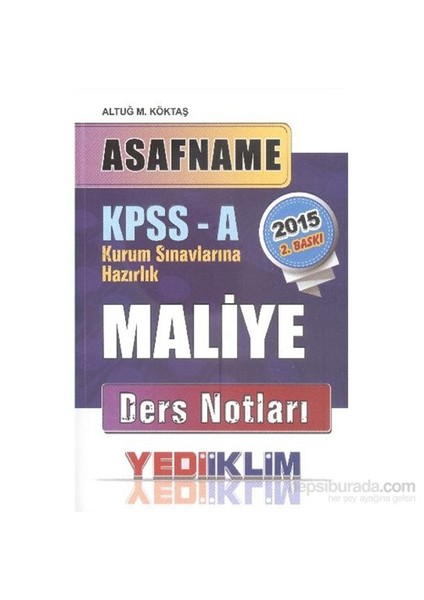 Yediiklim 2015 Maliye Ders Notları-Altuğ M. Köktaş