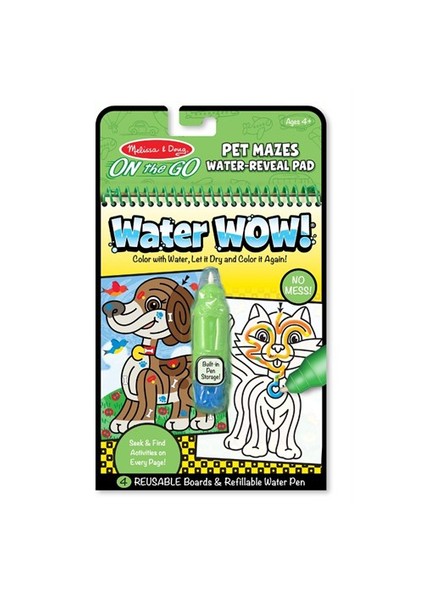 Melissa & Doug Water Wow Su İle Boyama Kitabı Evcil Hayvanlar Bulmaca