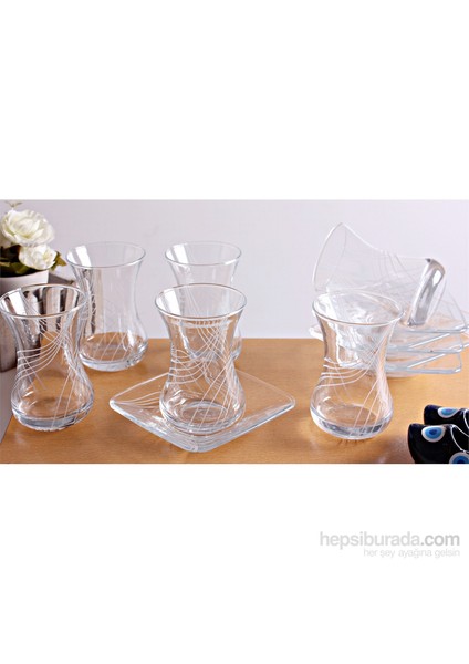 Mos'ev İnce Belli Simge Dekorlu 12 Parça Çay Takımı