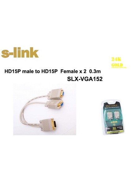 Slx-Vga152 Vga To 2 Vga Çoklayıcı Kablosu