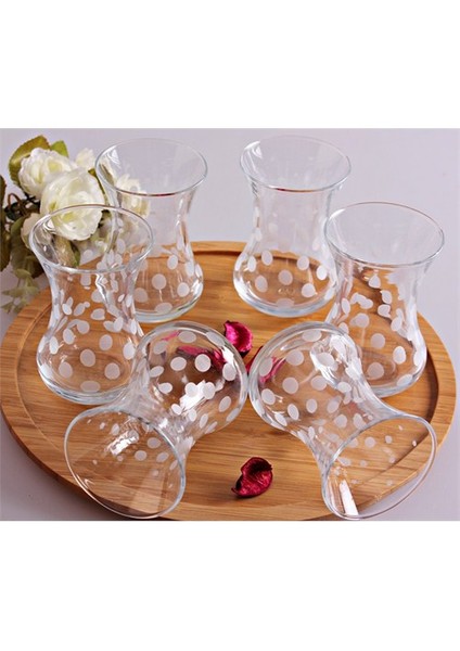 Mos'Ev İnce Belli Kartanesi Dekorlu 12 parca çay seti bir alana bir hediye 24 parca