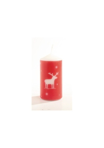 Scandic Christmas Silindir Mum - Kırmızı