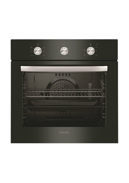 Oscar 7232 Siyah Ankastre Fırın 0+6 Fonksiyon Siyah Cam Panel Statik Dijital Fırın