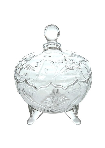 Kapaklı Ayaklı Dekoratif Cam Şekerlik