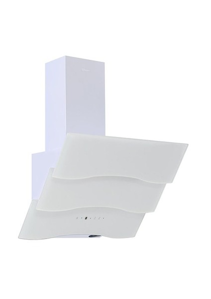 D024 Beyaz Dekoratif Camlı Davlumbaz