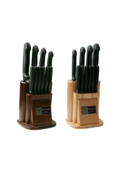 Sürmene 61501 Naturel Ahşap Standlı Mutfak Bıçak Seti 10 Lu