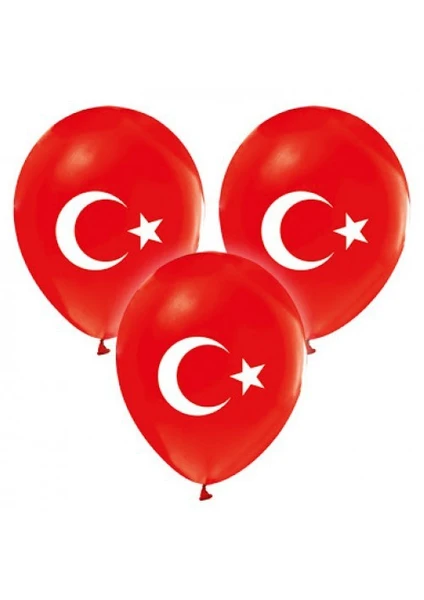 Parti Şöleni Türk Bayraklı Baskılı Balon 20 Adet