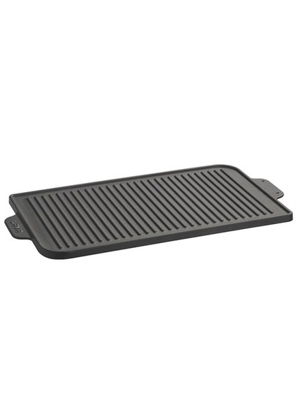 Griddle, Bir Tarafı Düz Diğer Tarafı Izgara Yüzeyli, 26X47cm. Metal Kulplu,
