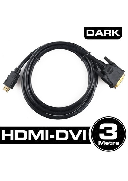 3m DVI - HDMI Çift Yönlü Görüntü Bağlantı Kablosu