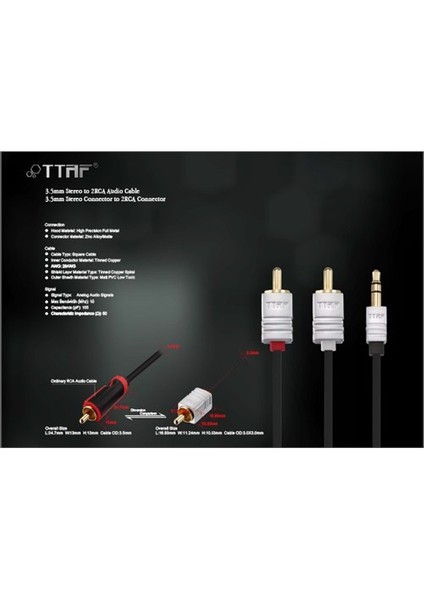 Nano Pro 3.5mm Stereo - 2 RCA Connector Audio Y Kablo 1,5m modelleri