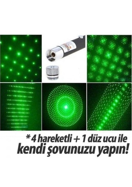 Yeşil Lazer Pointer 500 Mw 50 Km Etkili 5 Başlıklı