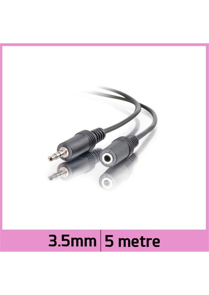 3.5Mm Stereo Ses Uzatma Kablosu - Siyah - 5M