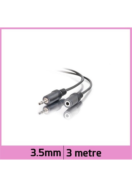 3.5Mm Stereo Ses Uzatma Kablosu - Siyah - 3M