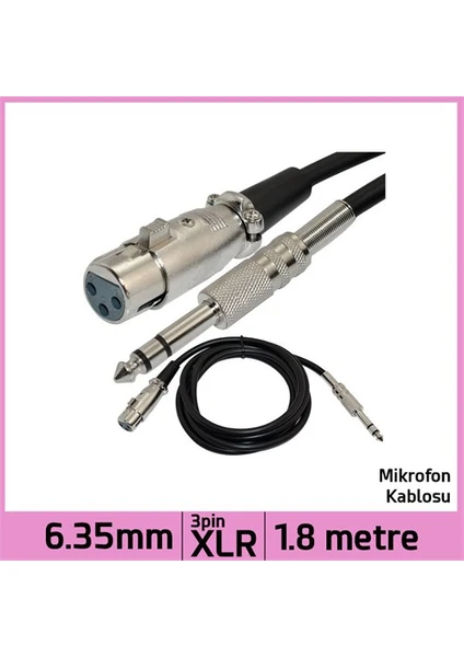 Ti-Mesh 6.35Mm Stereo 3 Pin Xlr Dişi Mikrofon Ses Kablosu - 1,8M