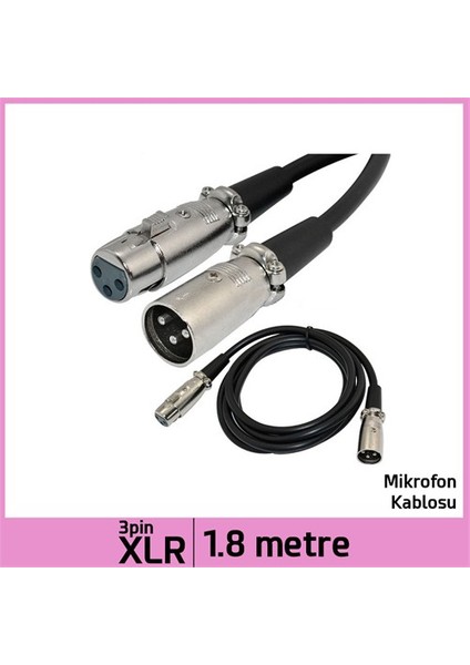 Xlr 3 Pin Mikrofon Ses Uzatma Kablosu - 1,8M
