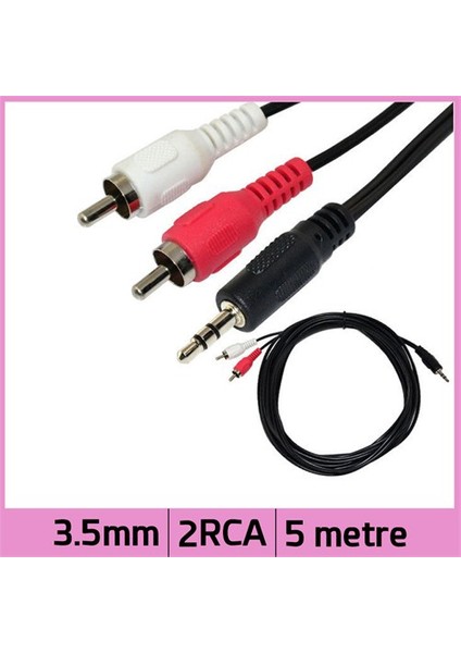 3.5Mm Erkek / 2Rca Erkek Ses Kablosu - 5M