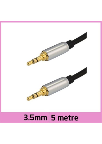 3.5Mm Metal Kafalı Ses Kablosu - 5M