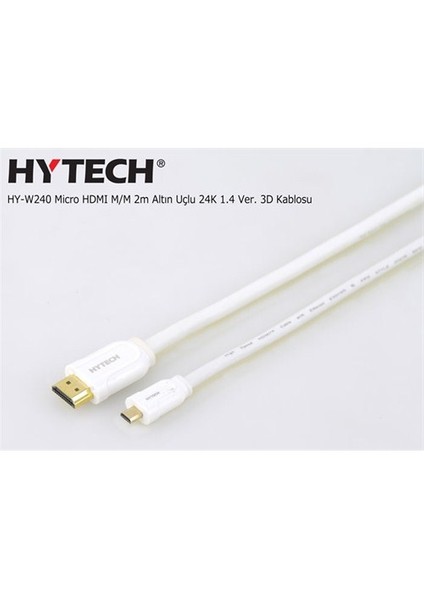 Hy-W240 Micro Hdmı M/M 2M Altın Uçlu 24K 1.4 Ver. 3D Kablosu