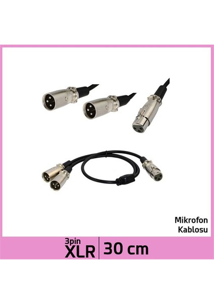 Xlr F Jack / 2 Xlr M Ses Çevirici Kablo - 30Cm