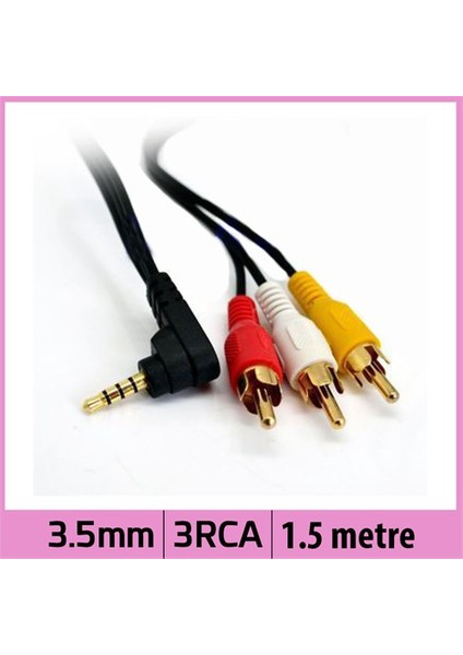3.5Mm 4 Kutuplu Plug 3 Rca A/V Ses-Görüntü Kablosu - 1,5M