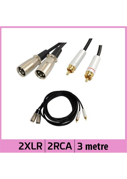 2Xlr Erkek Jack 2Rca Erkek Ofc Stereo Mixer Ses Kablosu - 3M