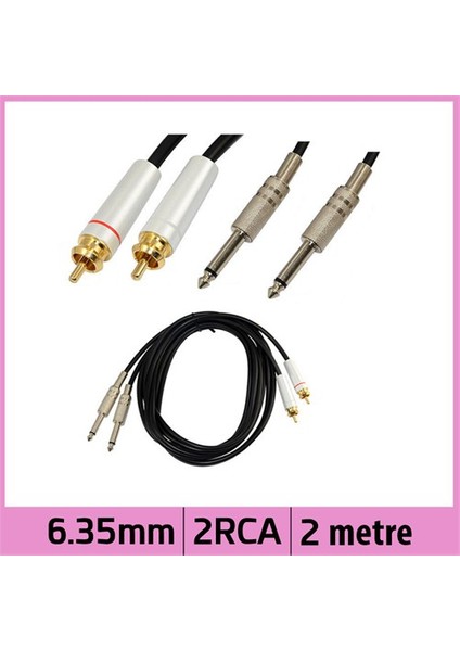 Ti-Mesh 2 X 6.35Mm Mono 2 Rca Aux Ses Kablosu - 2M