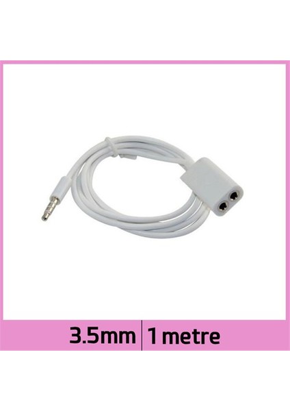 3.5Mm Erkek 2X3.5Mm Dişi Splitter Ses Kablosu - Beyaz - 1M