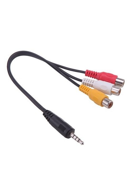 2.5Mm 4 Kutuplu Erkek 3 Rca Plug Dişi A/V Kablo - 15Cm