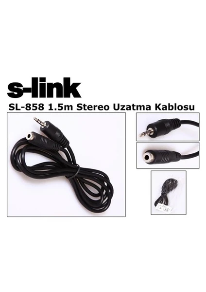 Sl-858 S-Lınk 1.5 Metre 3.5Mm Jak Stereo Uzatma Kablosu