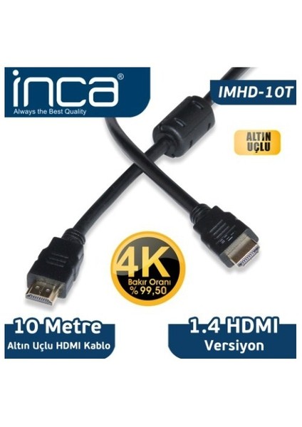 IMHD-10T 10M 4K 1,4 V 3D Altın Uçlu HDMI Kablo