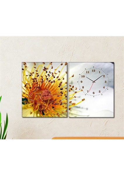 - Pollen 2 Parçalı Canvas Tablo Saat - 63X40cm