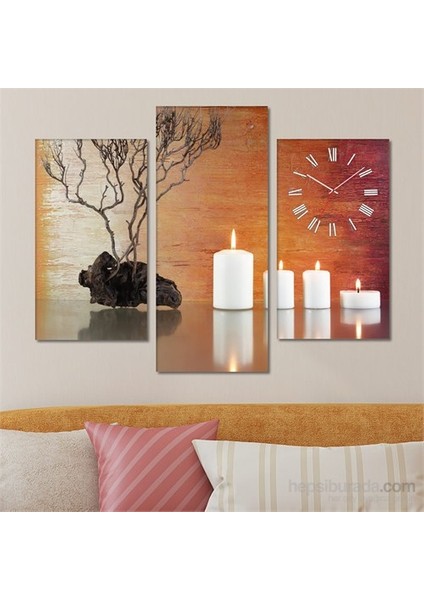 - Naturel Tablo Saat - 81X60cm - Çerçeve Hediye
