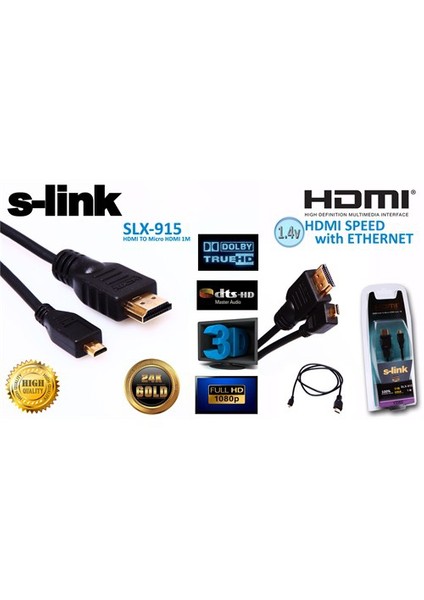 SLX-915 HDMI M to Micro HDMI 1m Kablo (2891)