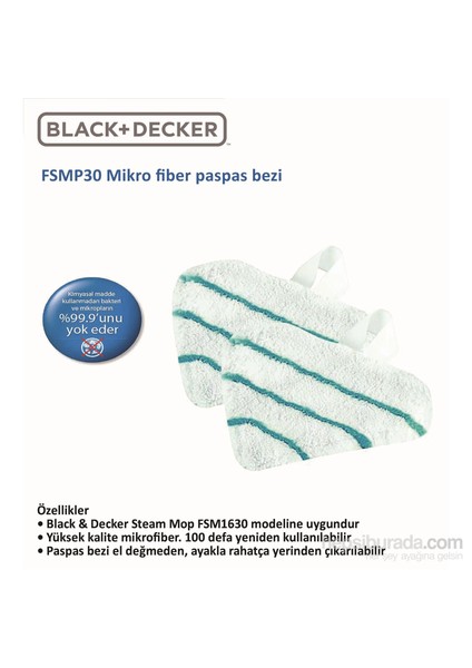 FSMP30 Auto Select Steam Mop Deluxe Yüksek Kaliteli Paspas Bezi