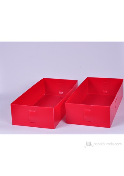 Plastik Kırmızı 2 Bölmeli Kutu 30.5X15X7 Cm Büyük