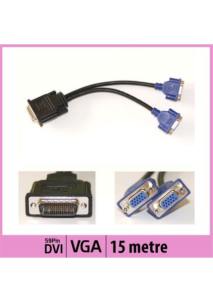 Dvı(59 Pin) To 2Xvga Kablo - 25Cm