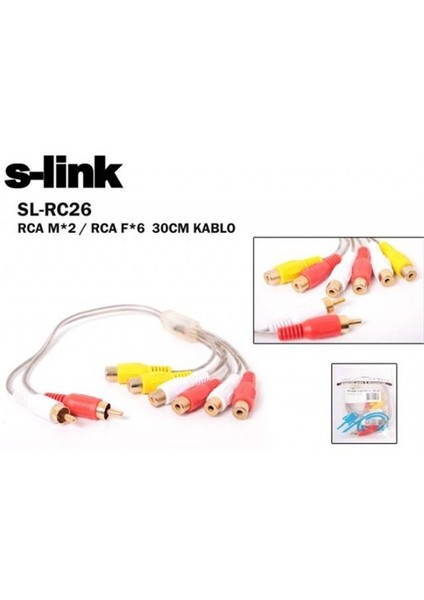 Sl-Rc26 S-Lınk 60 Cm 2 Rca - 2 Rca Ses Kablosu (M/F)