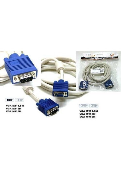 Sl-Vga03f S-Lınk 3 Metre Monitör Pc Arası Vga Data Uzatma Kablo M/F