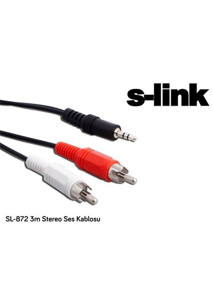 Sl-872 S-Lınk 3 Metre 3.5Mm 2-Rca 2-Rca Ses Kablosu (F/M)