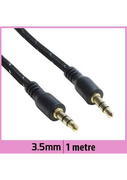 Ti-Mesh 3.5 Mm Altın Uçlu Stereo Ses Kablosu - 1 M - Siyah