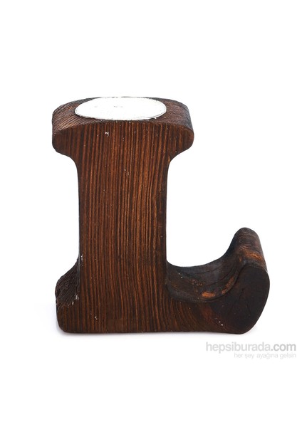 Ahşap Dekoratif L Harfi Mumluk