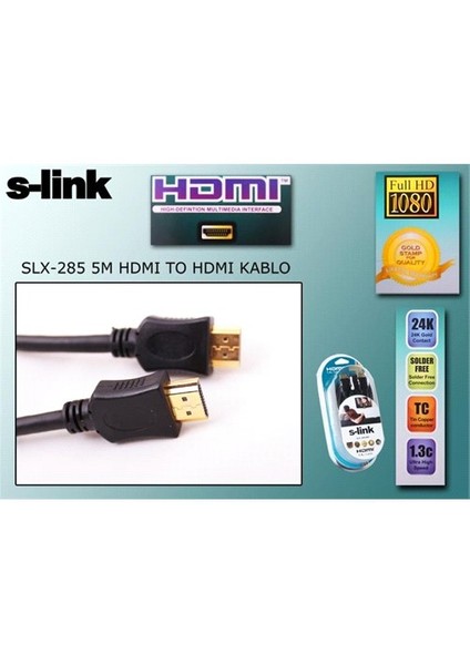 Slx-285 Hdmı To Hdmı 5M Altın Uçlu 24K Kablo