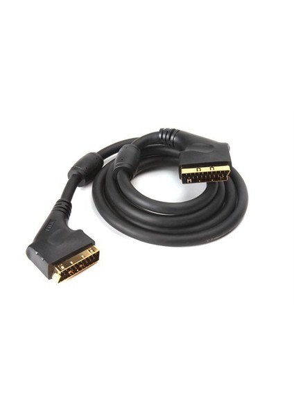 SCART to SCART Profesyonel Kablosu Ferit Kömürlü Kilitli Tip Konnektör 24K Altın 3m (96184)