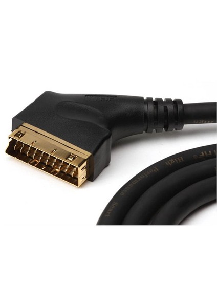 SCART to SCART Profesyonel Kablosu Ferit Kömürlü Kilitli Tip Konnektör 24K Altın 3m (96184)