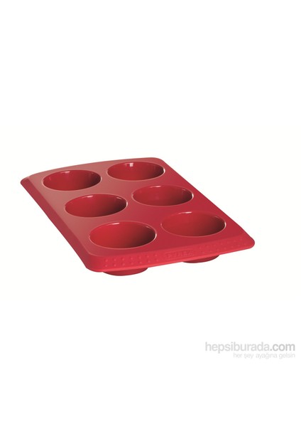 Flexi Silkon  6 Bölmeli Muffin Kalıbı Red