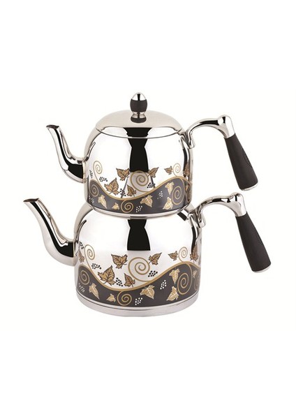 K-388 Armine Desenli Mega Çaydanlık Siyah