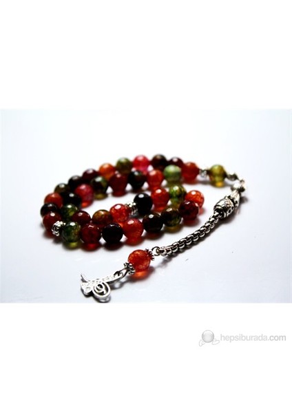 Damarlı Renkli Akik Taşı Tesbih 8 mm Faset Kesim fiyatları
