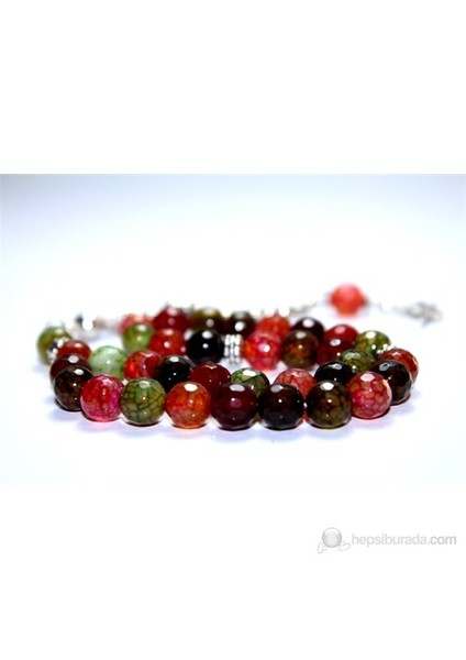 Damarlı Renkli Akik Taşı Tesbih 8 mm Faset Kesim modelleri
